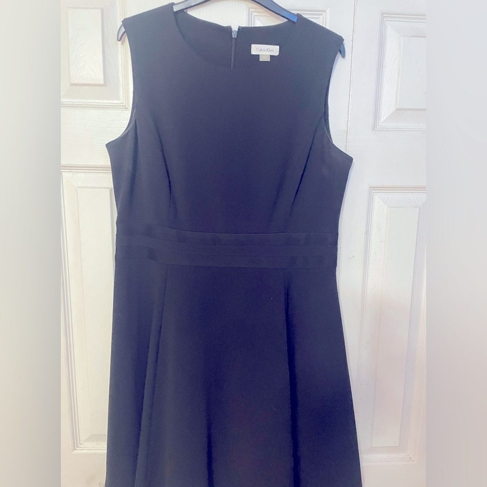 Calvin Klein Black Dress with a sheer edge on bottom size 14